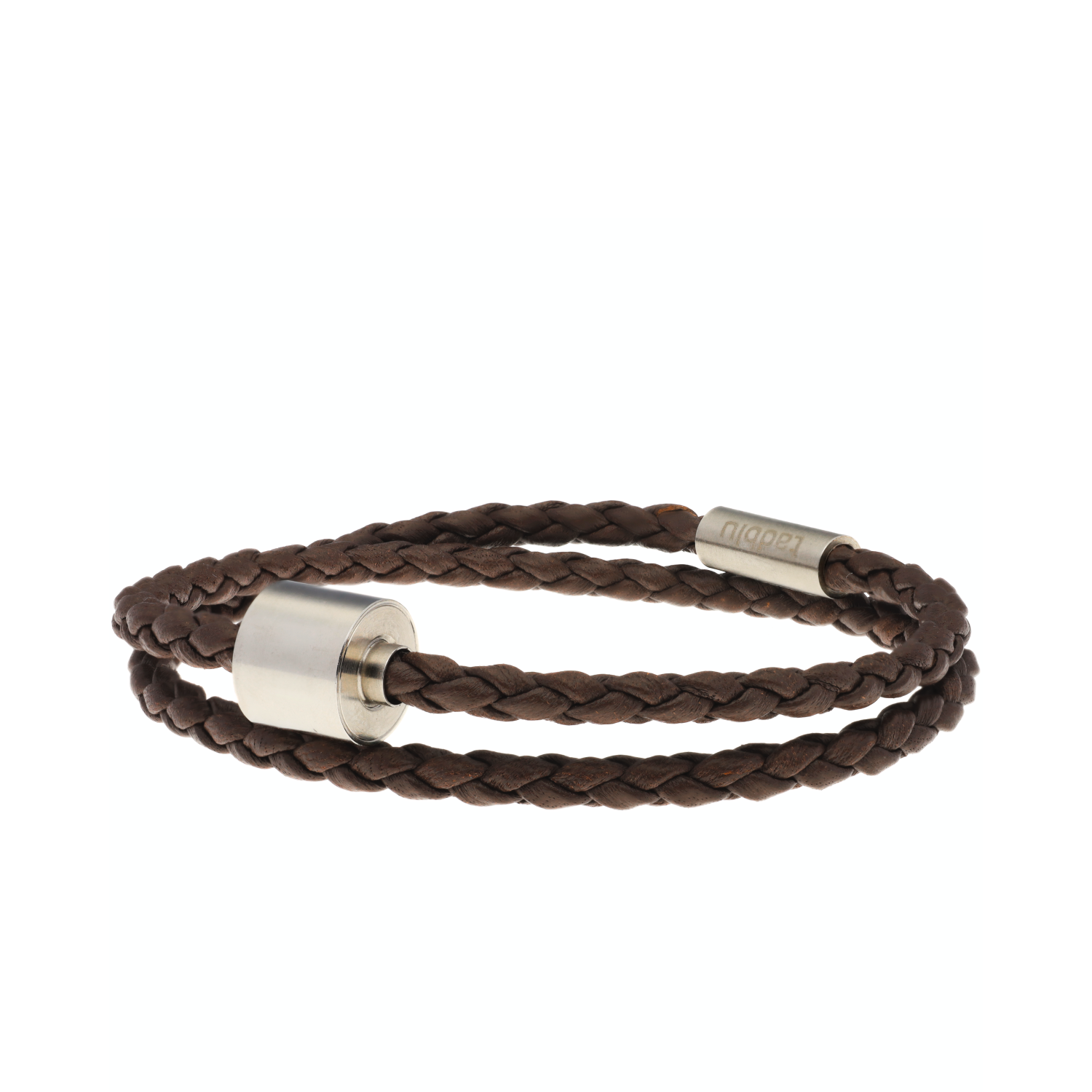 Bruin Gevlochten Leer Armband in edelstaal