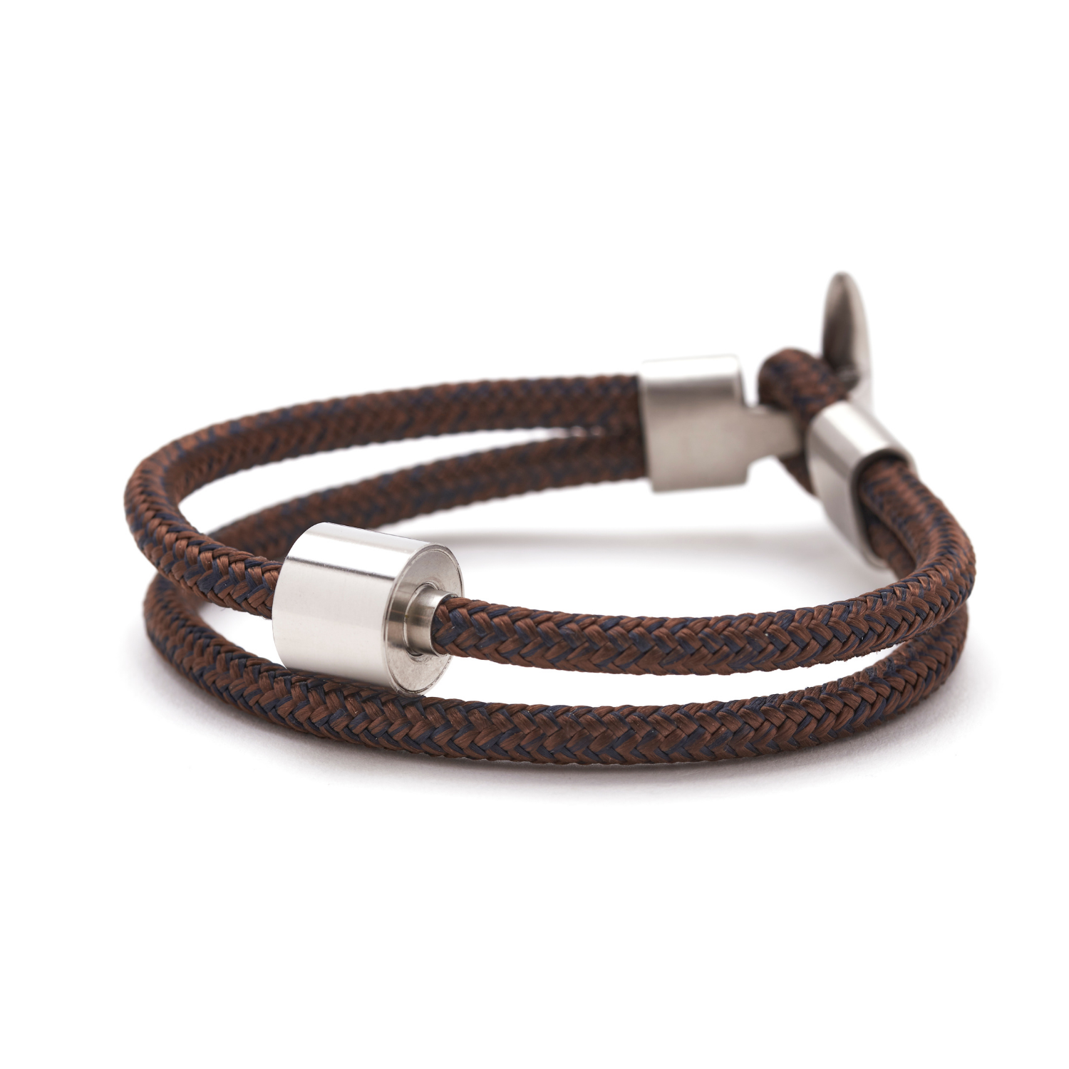Bruin & Navy Koord Armband in edelstaal