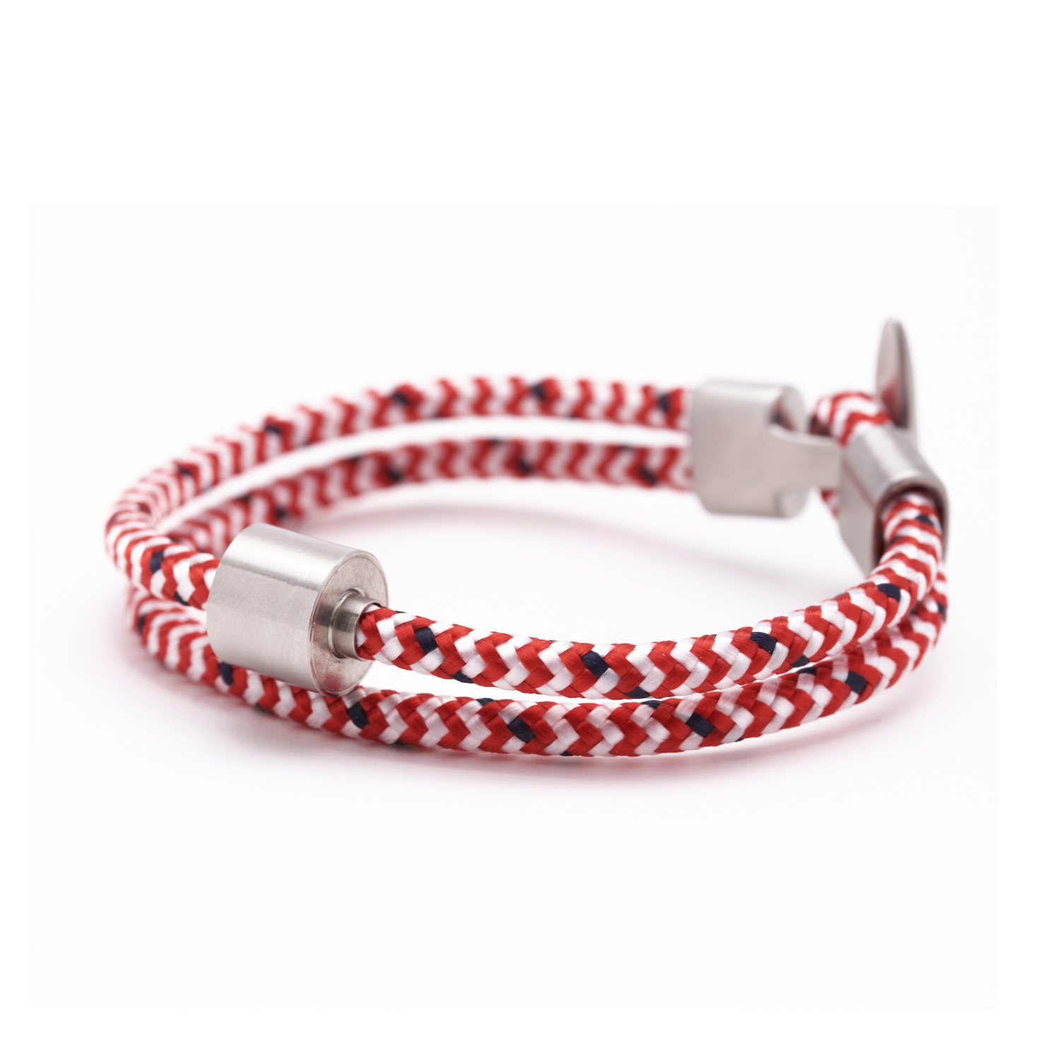 Rood & Wit Koord Armband in edelstaal