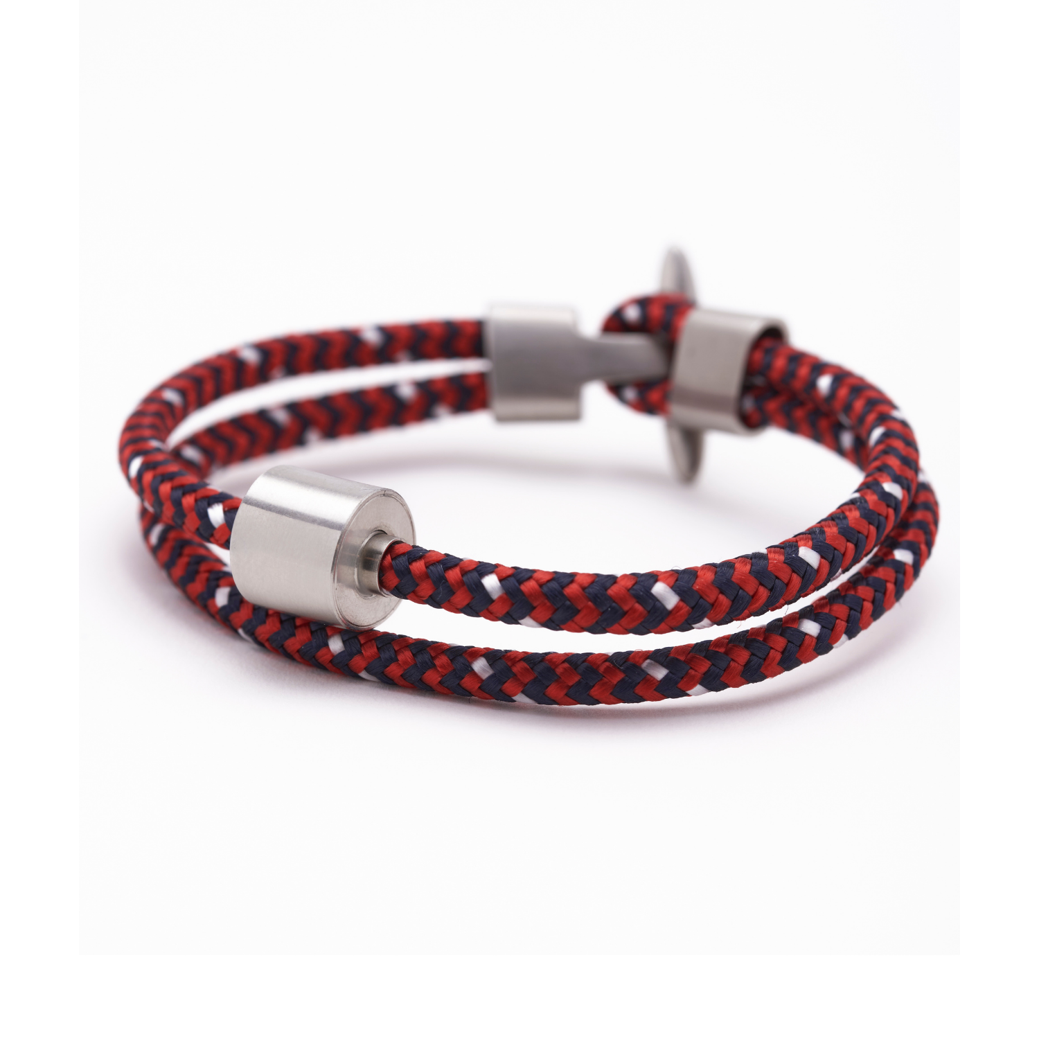 Rood & Zwart Koord Armband in edelstaal