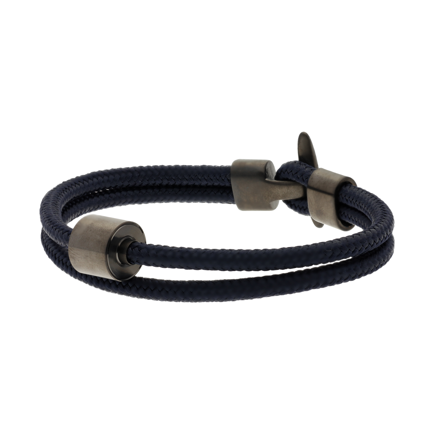 Navy Blauw Koord Armband in black edition