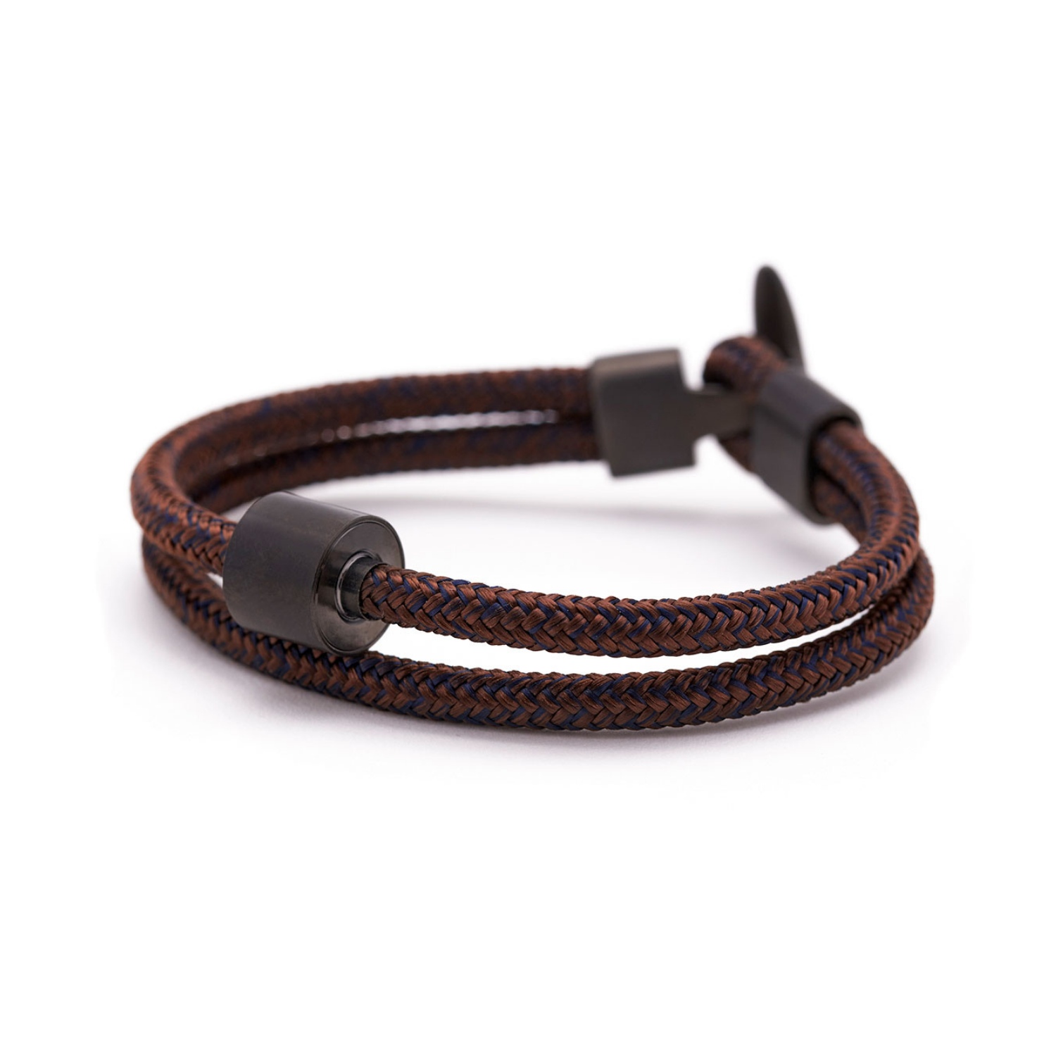 Bruin & Navy Koord Armband in black edition