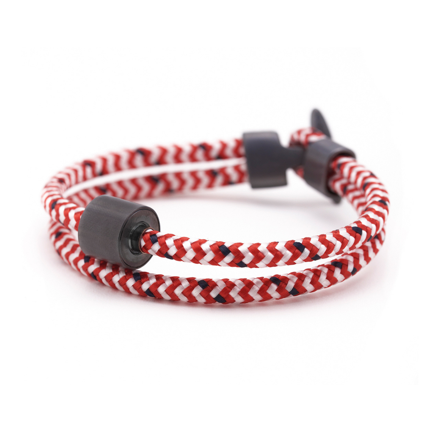 Rood & Wit Koord Armband in black edition