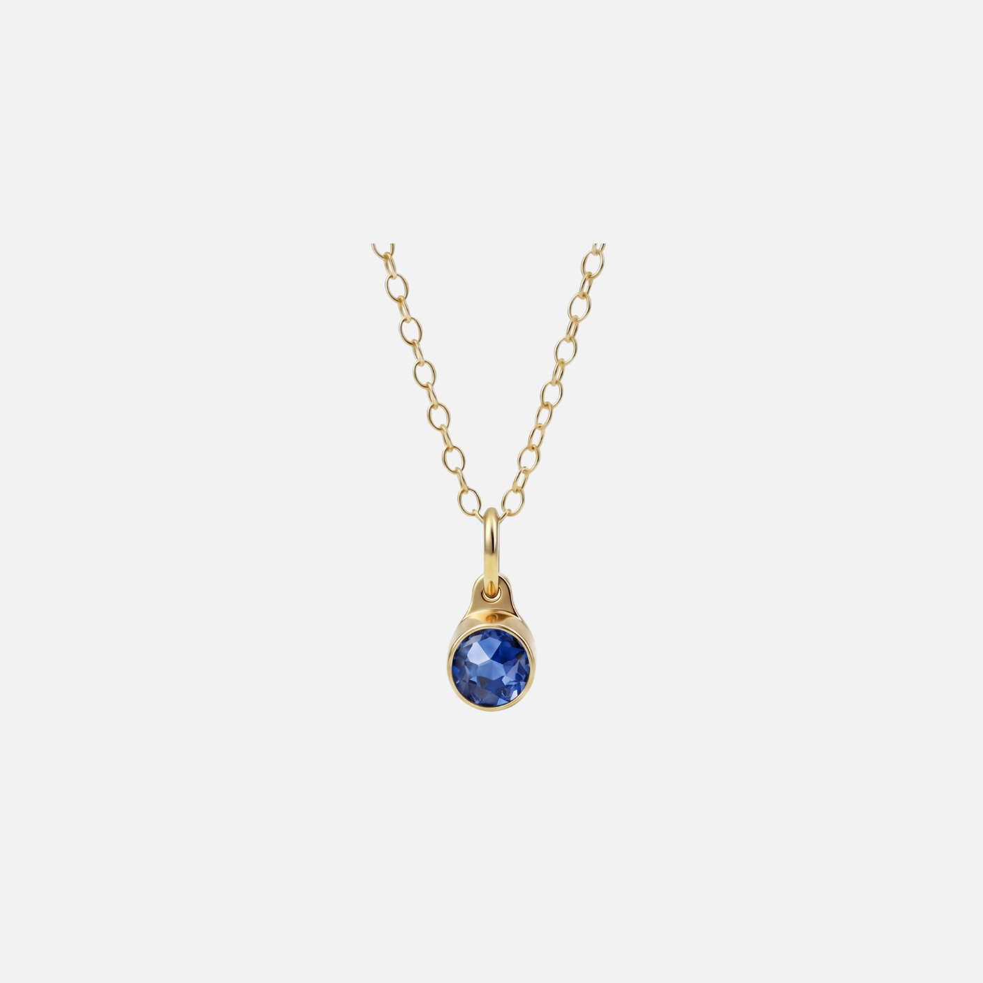 September Saffier Pendant verguld