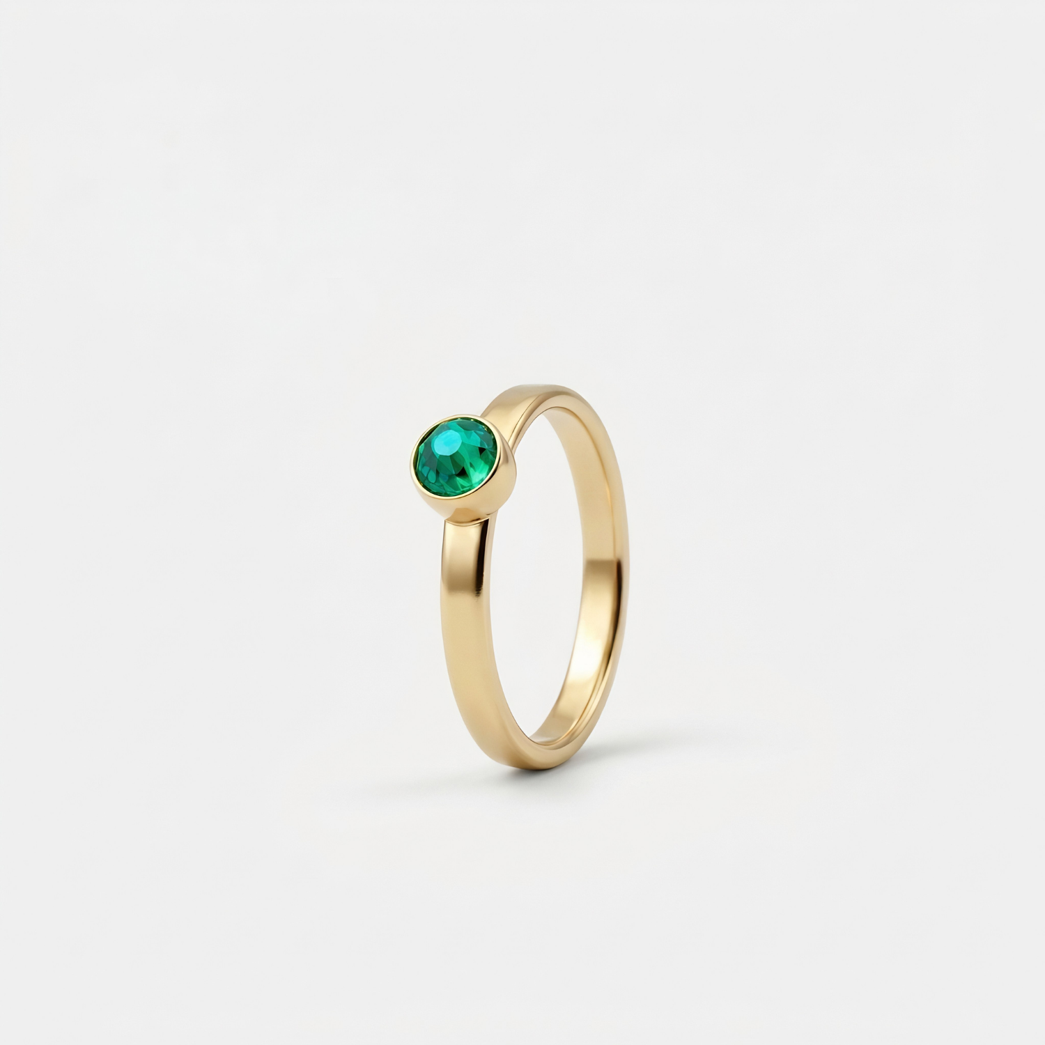 May Emerald Ring Gold Plated
