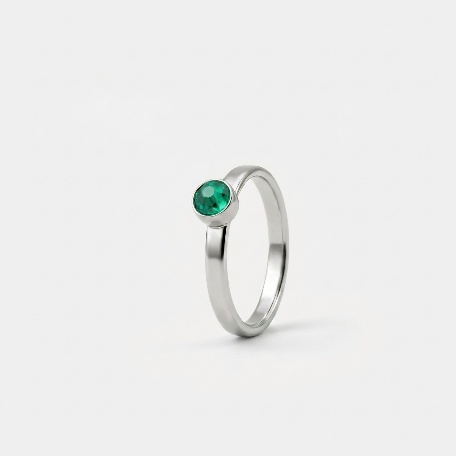 May Emerald Ring in Stainless Steel