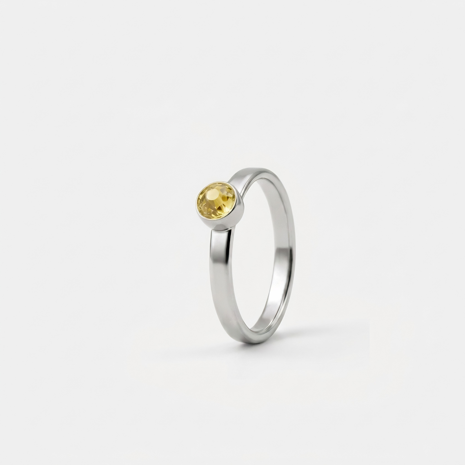 Bague Citrine de novembre en acier inoxydable