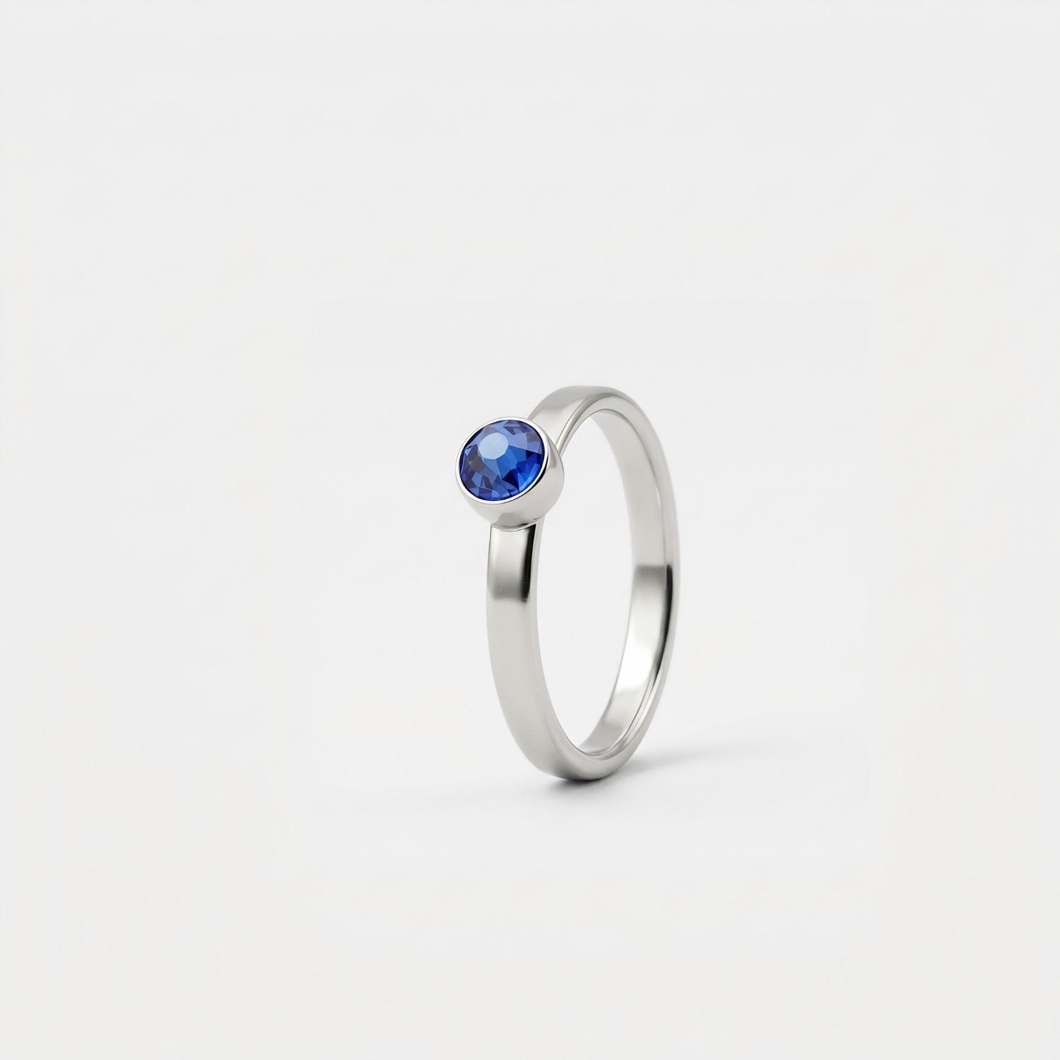 September Sapphire Ring in Stainless Steel