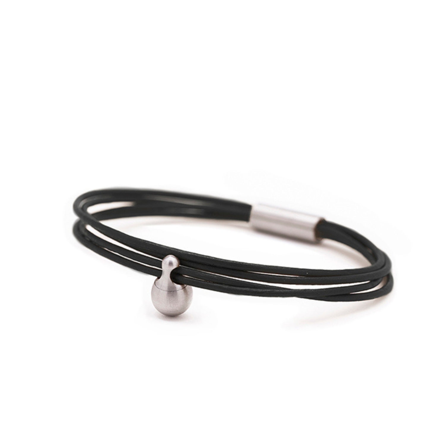 Zwarte Charm Armband in edelstaal