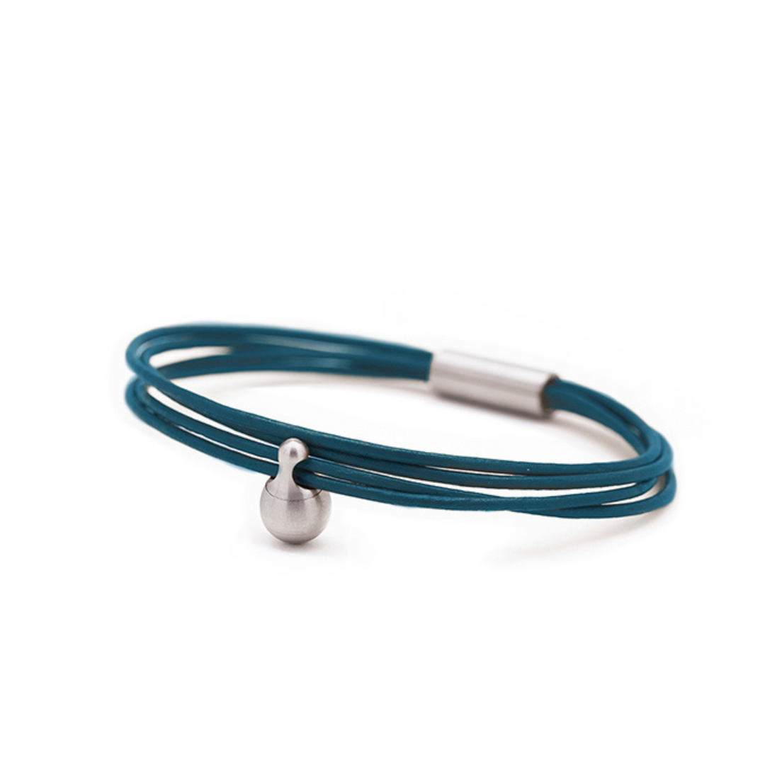 Petrol Charm-Armband aus Edelstahl
