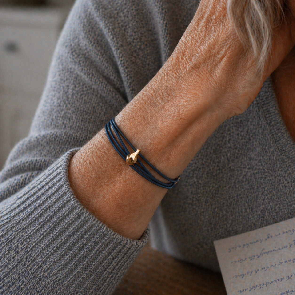 Navyblauw Charm Armband verguld