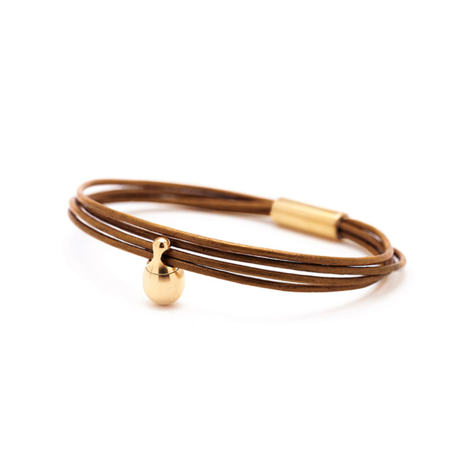 Cognac Charm Armband verguld