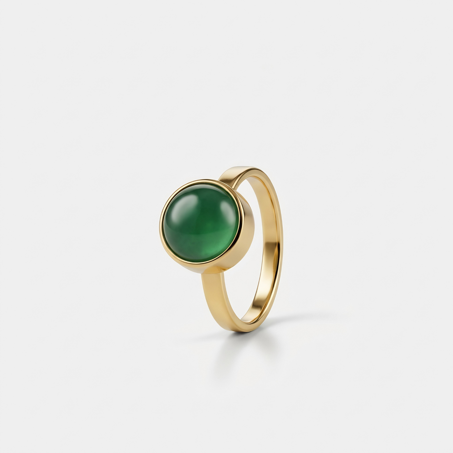 Groene Agaat Ring verguld