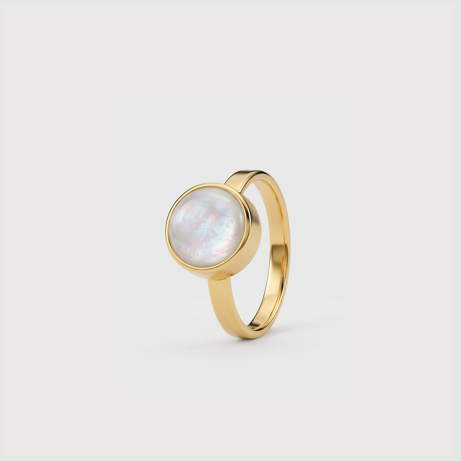 Parelmoer Ring verguld