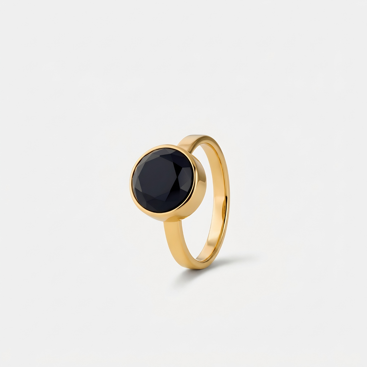 Zwarte Onyx Facet Ring verguld