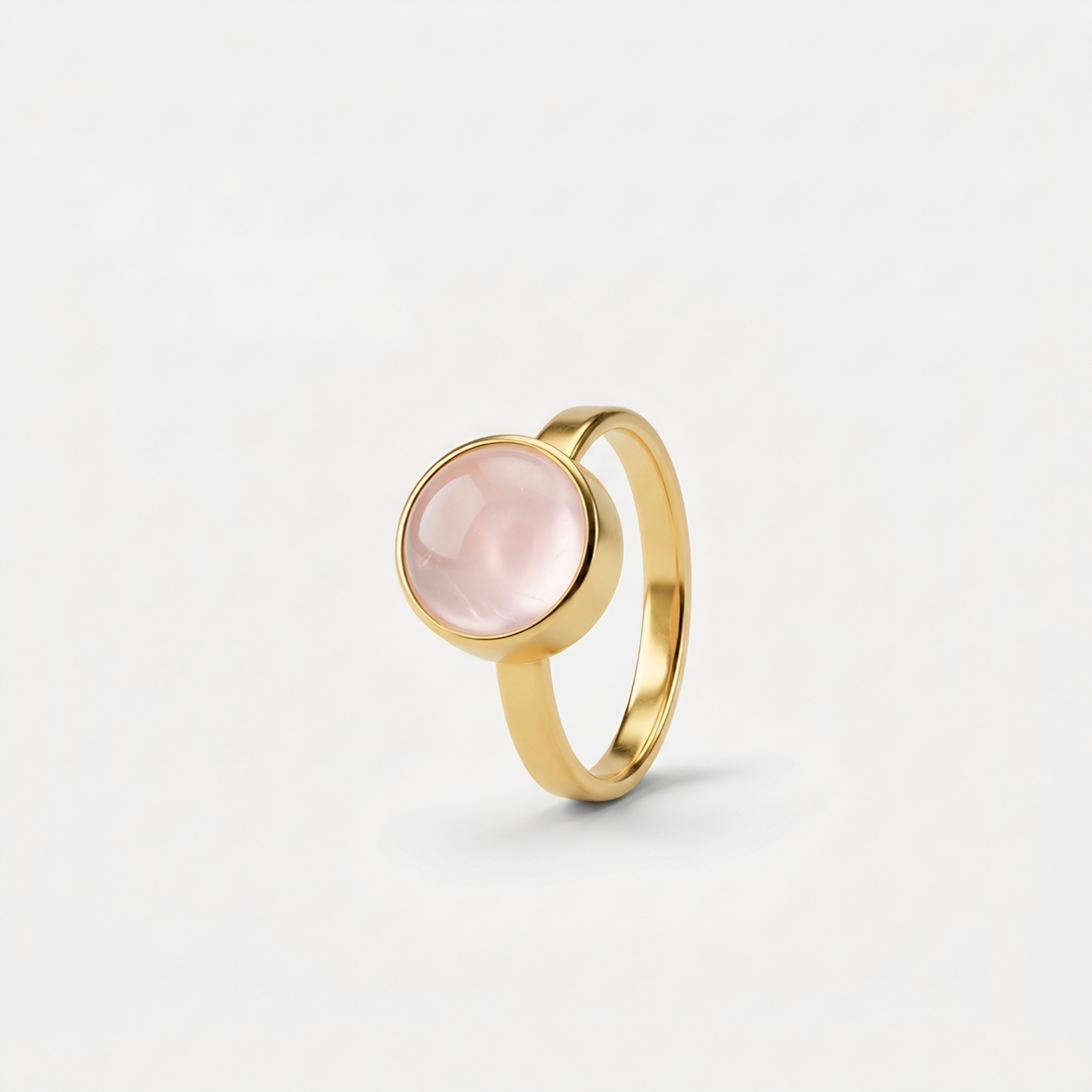 Rosenquarzring vergoldet